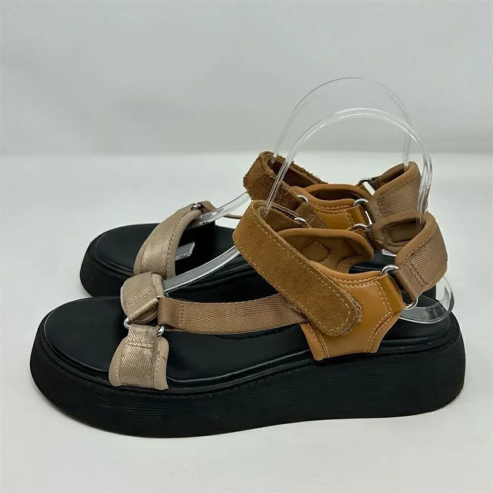 Zara Women's Brown Strappy Slingback Platform Sandals Size 6.5 (EU 37) Summer - Picture 8 of 16